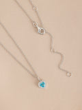Sterling silver heart pendant necklace with cubic zirconia, UK version
