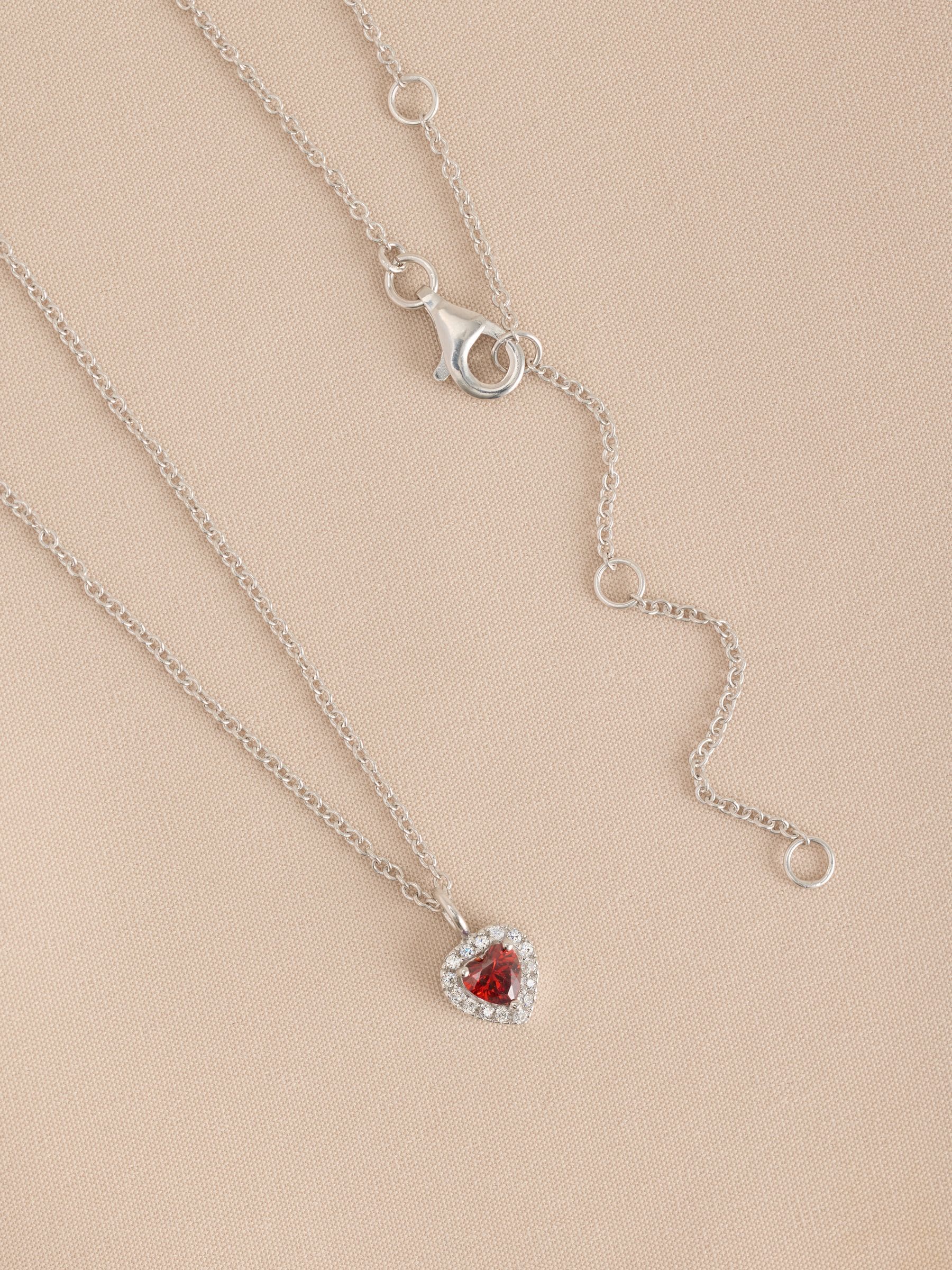 Sterling silver heart pendant necklace with cubic zirconia, UK version