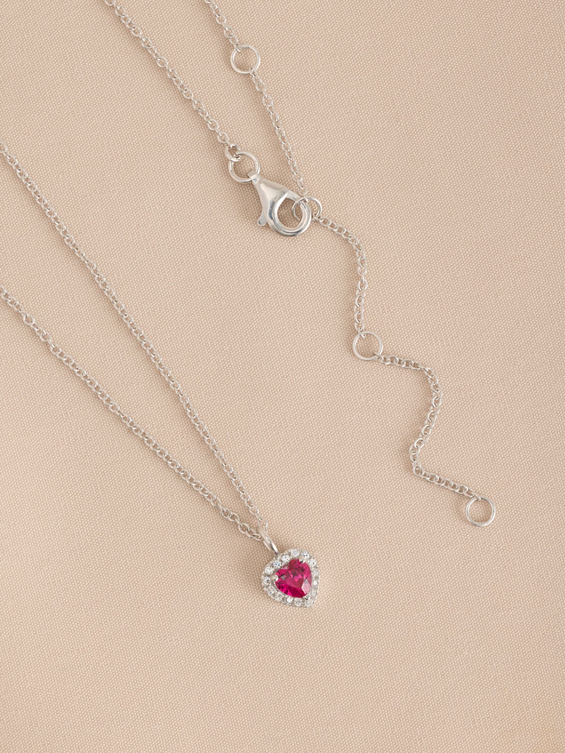 Sterling silver heart pendant necklace with cubic zirconia, UK version