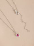 Sterling silver heart pendant necklace with cubic zirconia, UK version