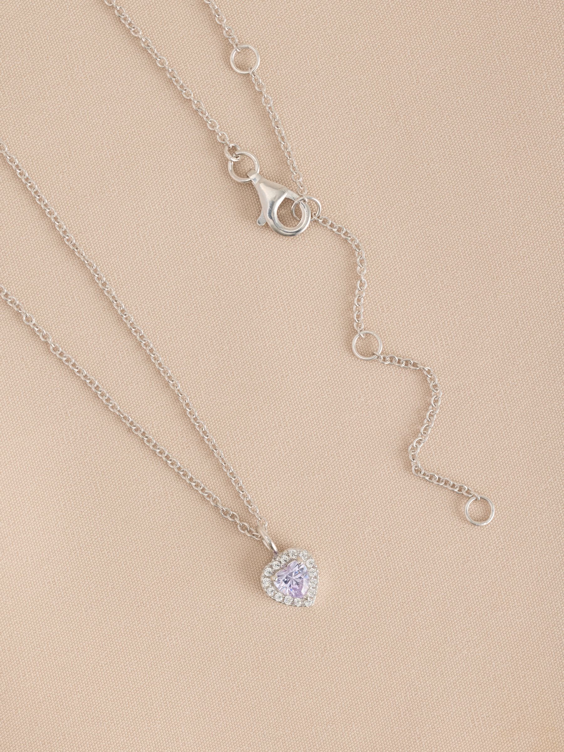 Sterling silver heart pendant necklace with cubic zirconia, UK version