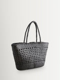 Rixo black Lucine handwoven leather tote bag - British product