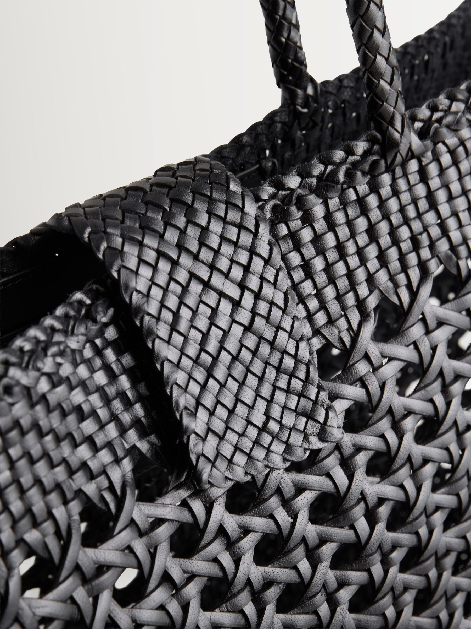Rixo black Lucine handwoven leather tote bag - British product
