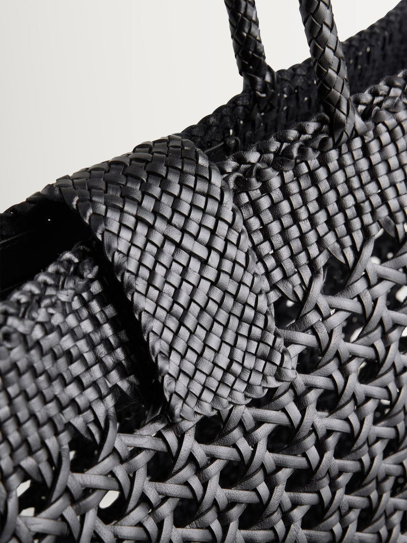 Rixo black Lucine handwoven leather tote bag - British product