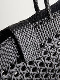 Rixo black Lucine handwoven leather tote bag - British product