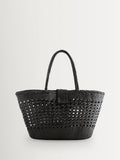 Rixo black Lucine handwoven leather tote bag - British product