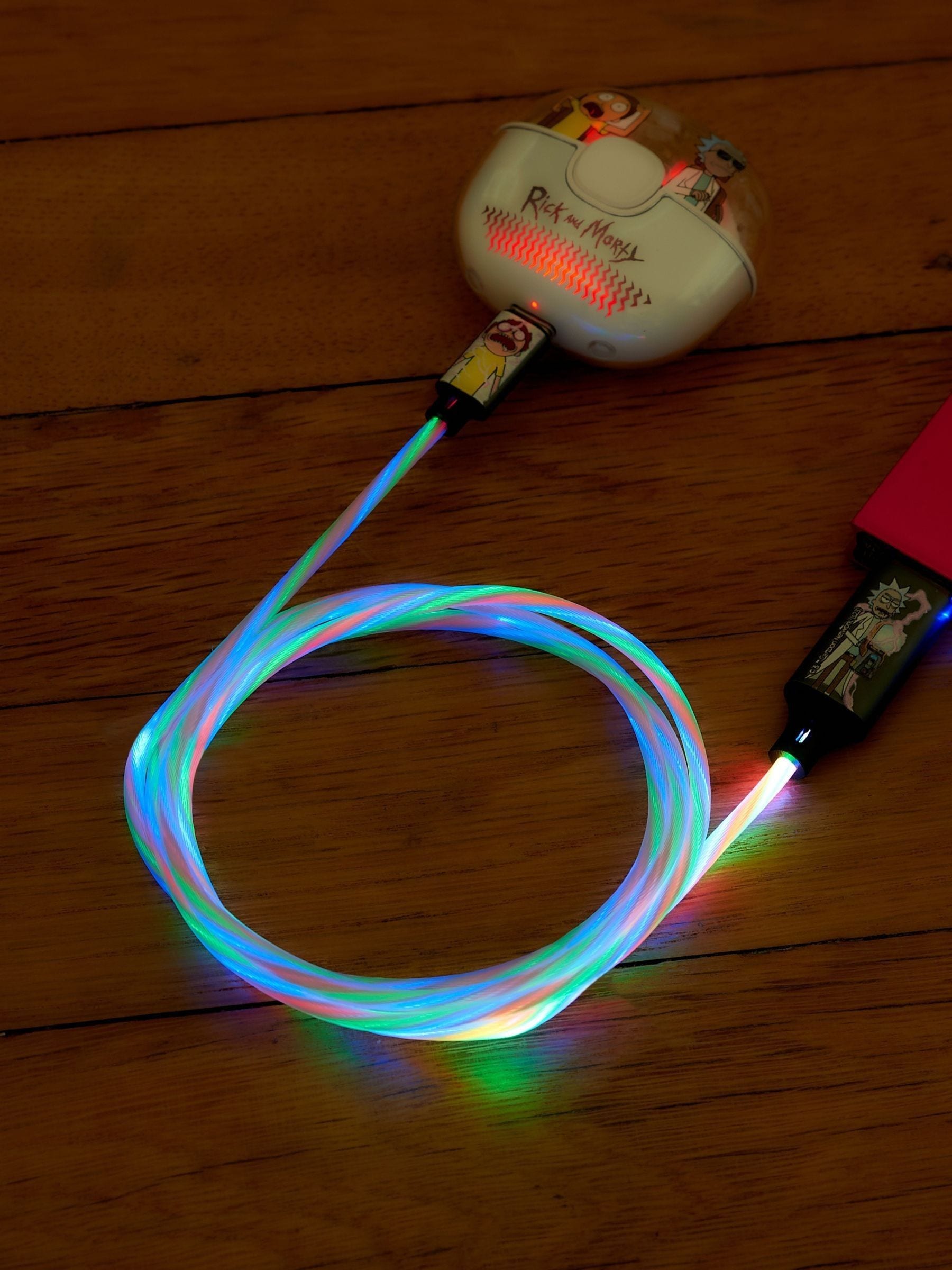 Rick and Morty green light up charging cable, UK version