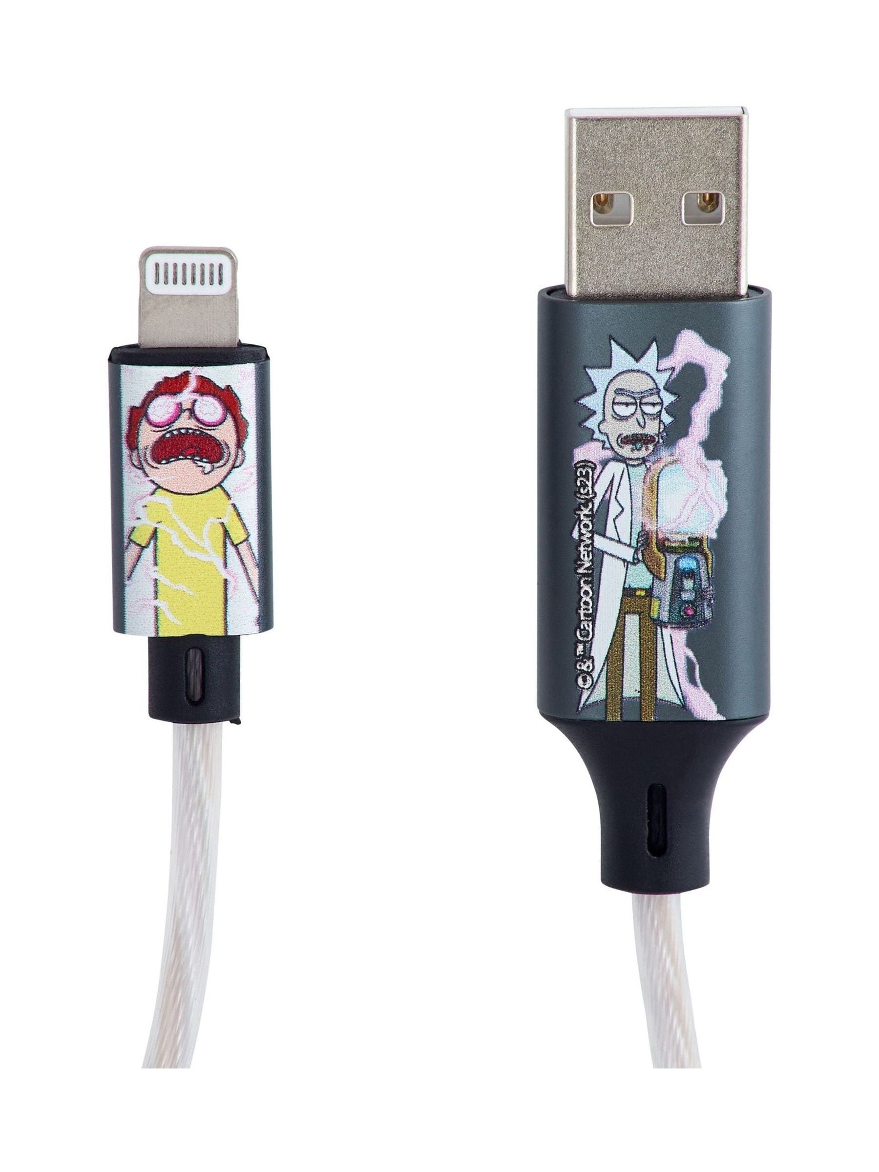 Rick and Morty green light up charging cable, UK version