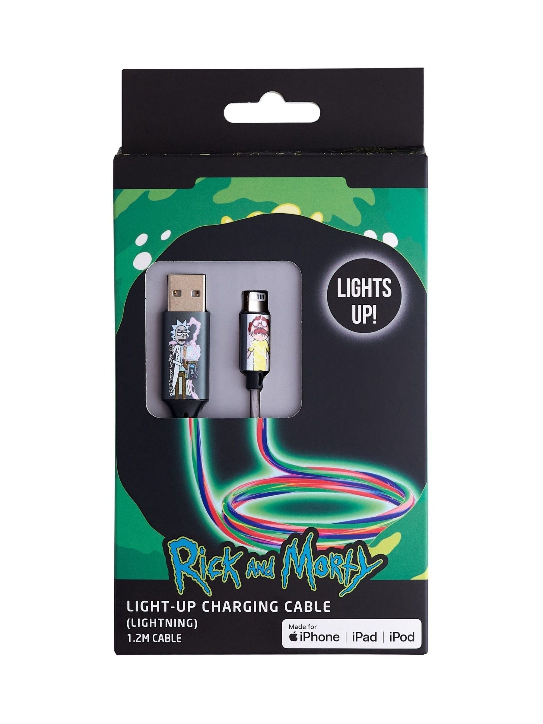 Rick and Morty green light up charging cable, UK version