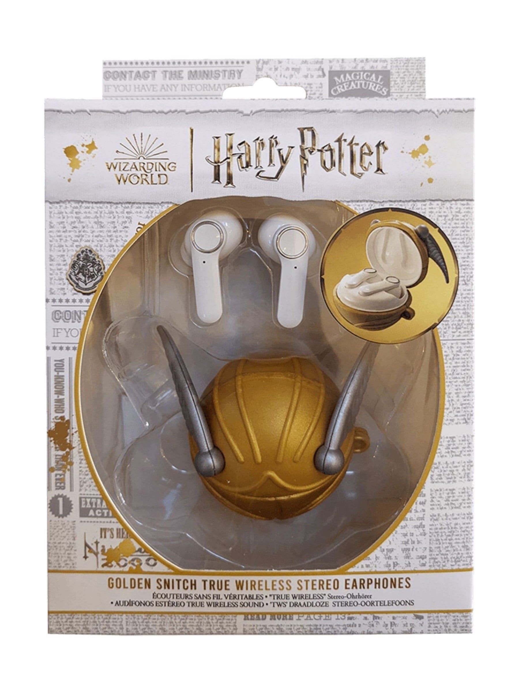 Harry Potter wireless earbuds Gold White Snitch (British brand)