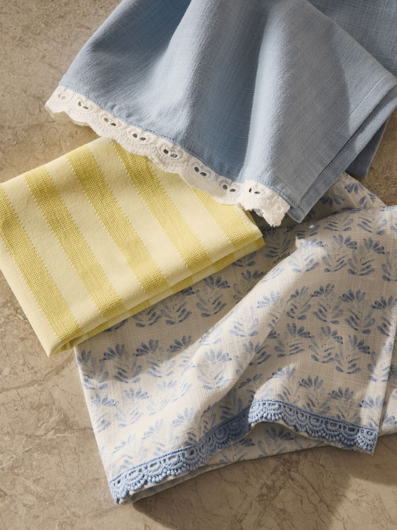Alice blue tea towels set of 3 100% cotton - British product