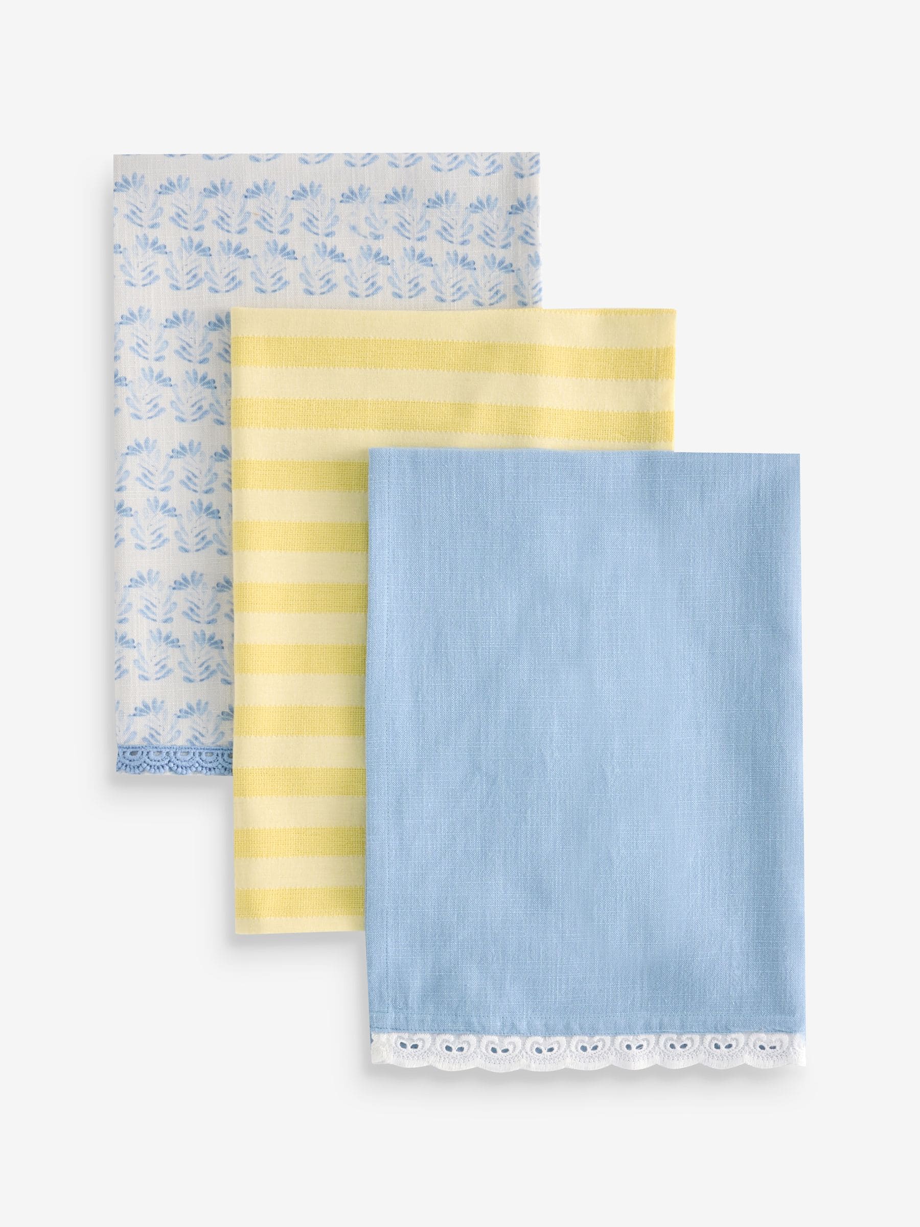 Alice blue tea towels set of 3 100% cotton - British product