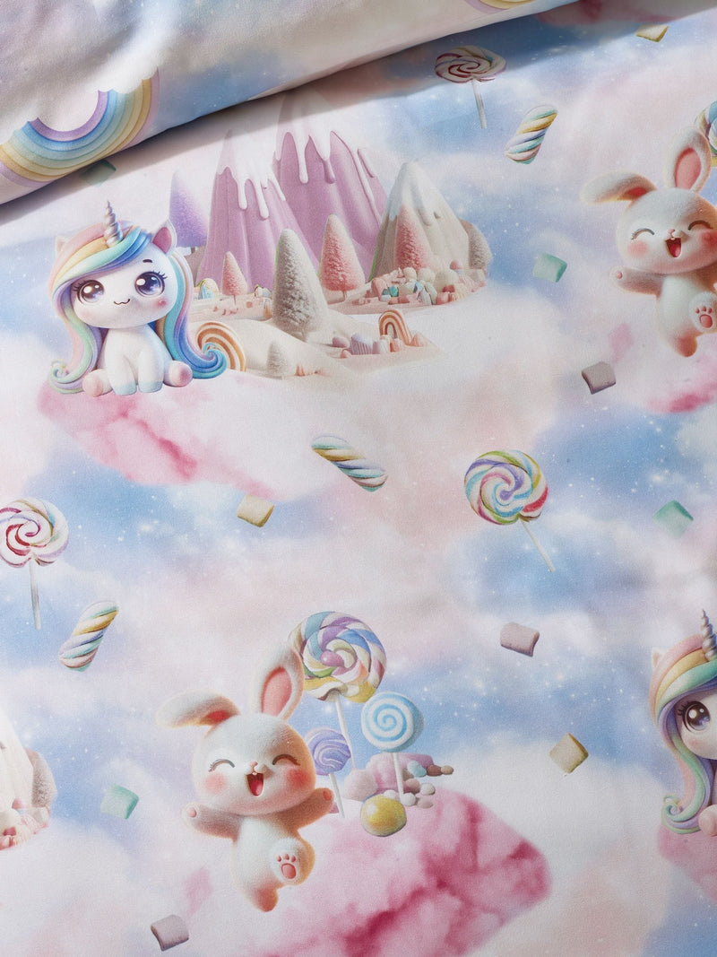 Catherine Lansfield pink candy unicorn duvet cover set - British product