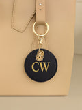 Jonnys Sister Personalised Faux Leather Bag Charm with Gold Tone Flower Charm