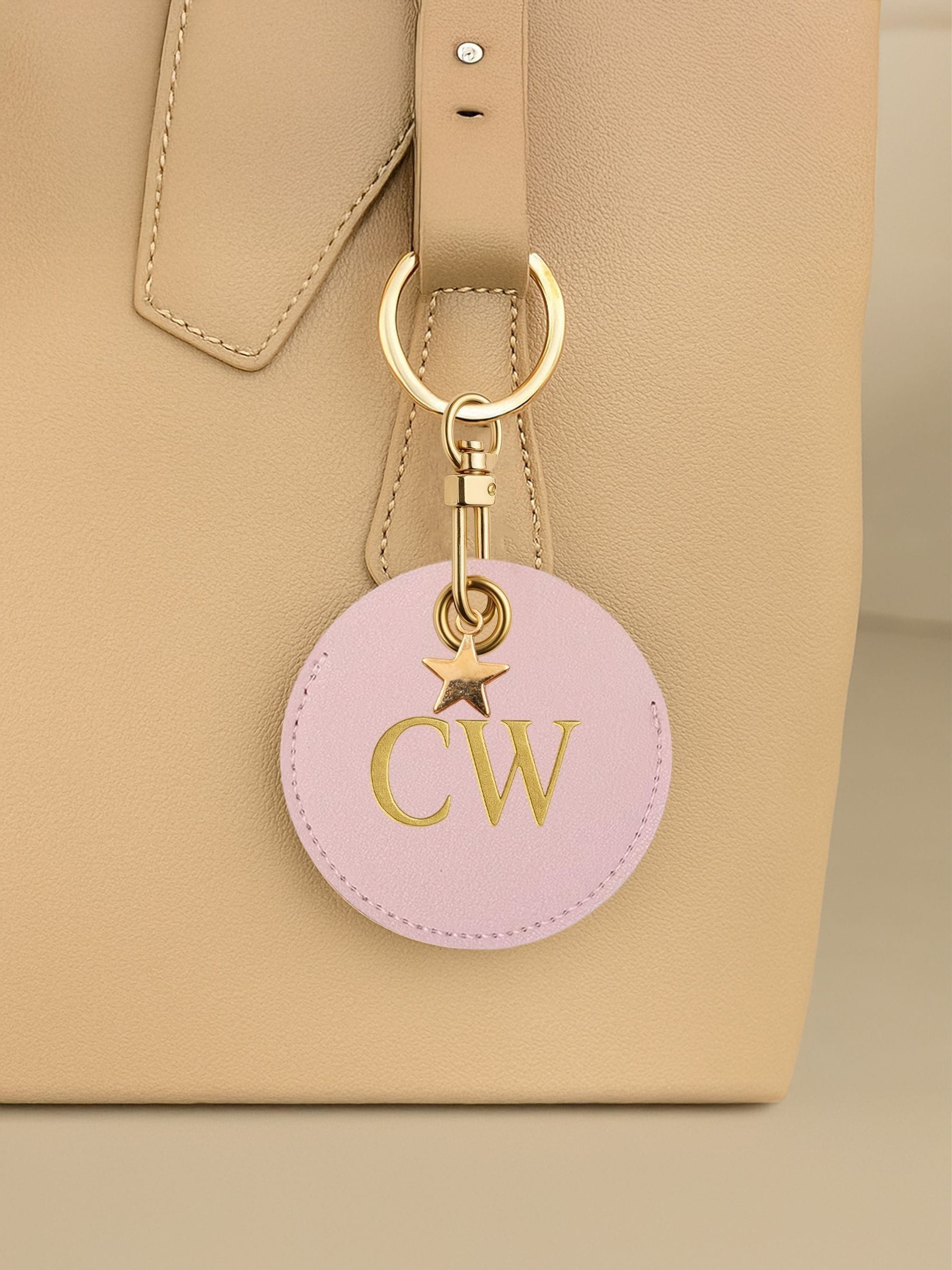 Jonnys Sister	Personalised Faux Leather Bag Accessory with Gold Tone Star Charm