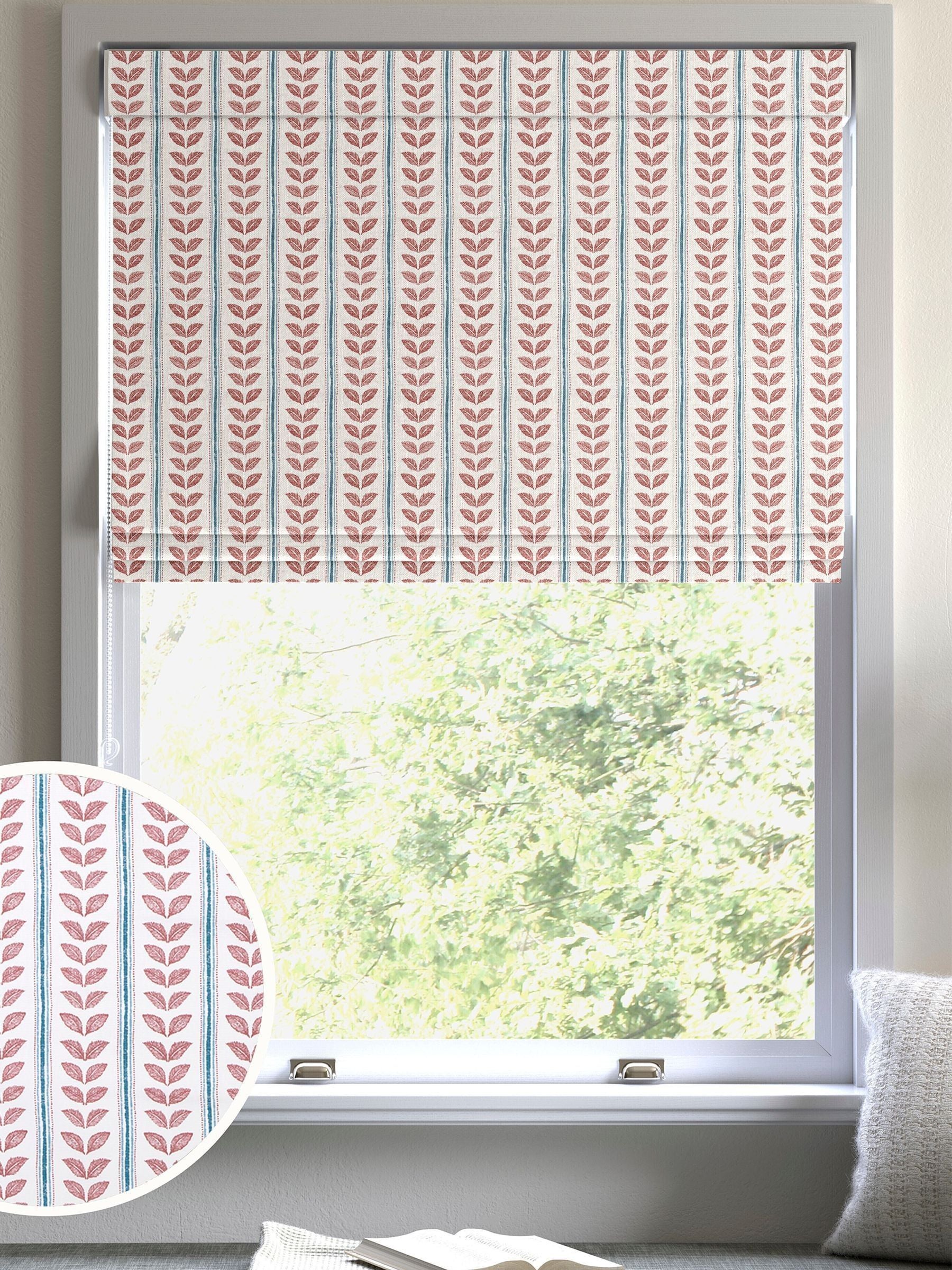 Red Liber roman blind made to measure 100% cotton - British product