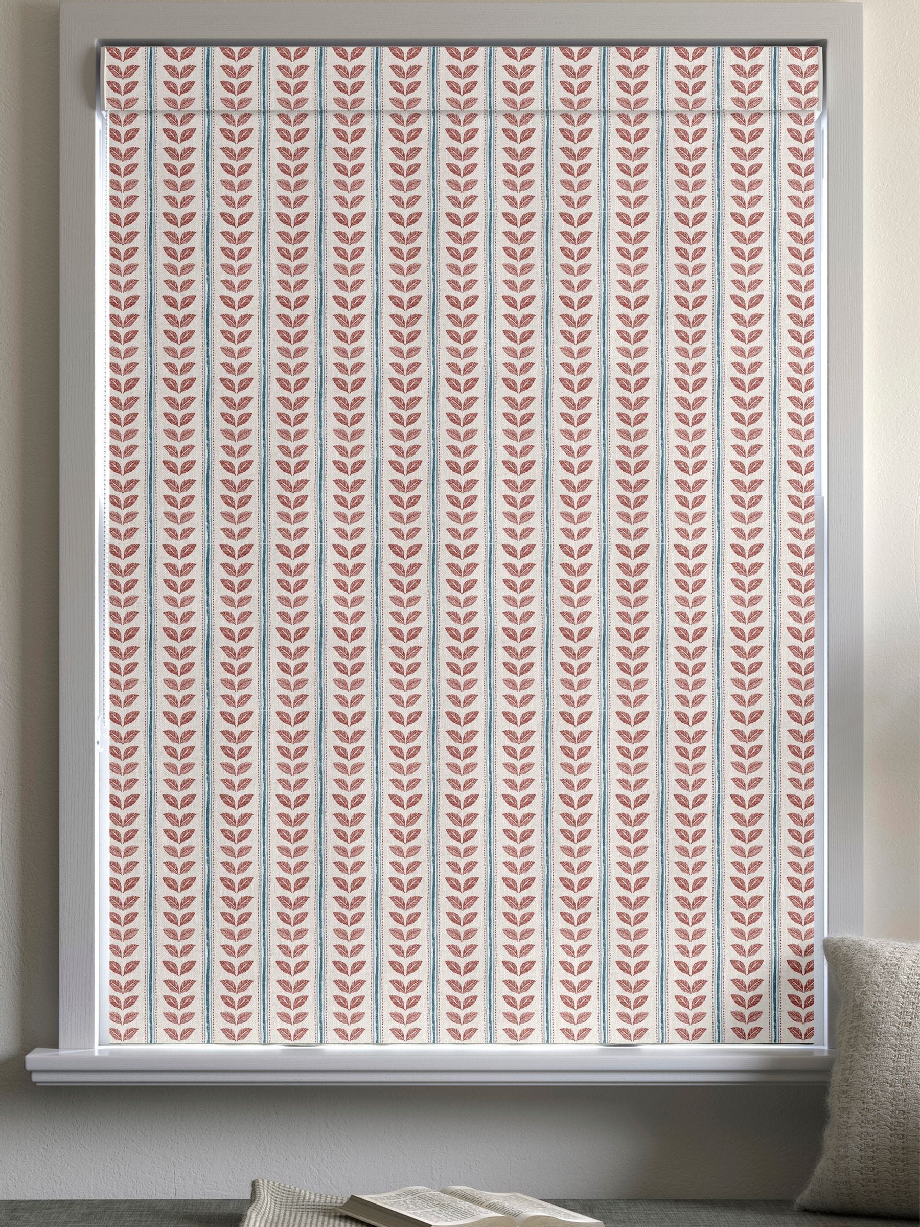 Red Liber roman blind made to measure 100% cotton - British product