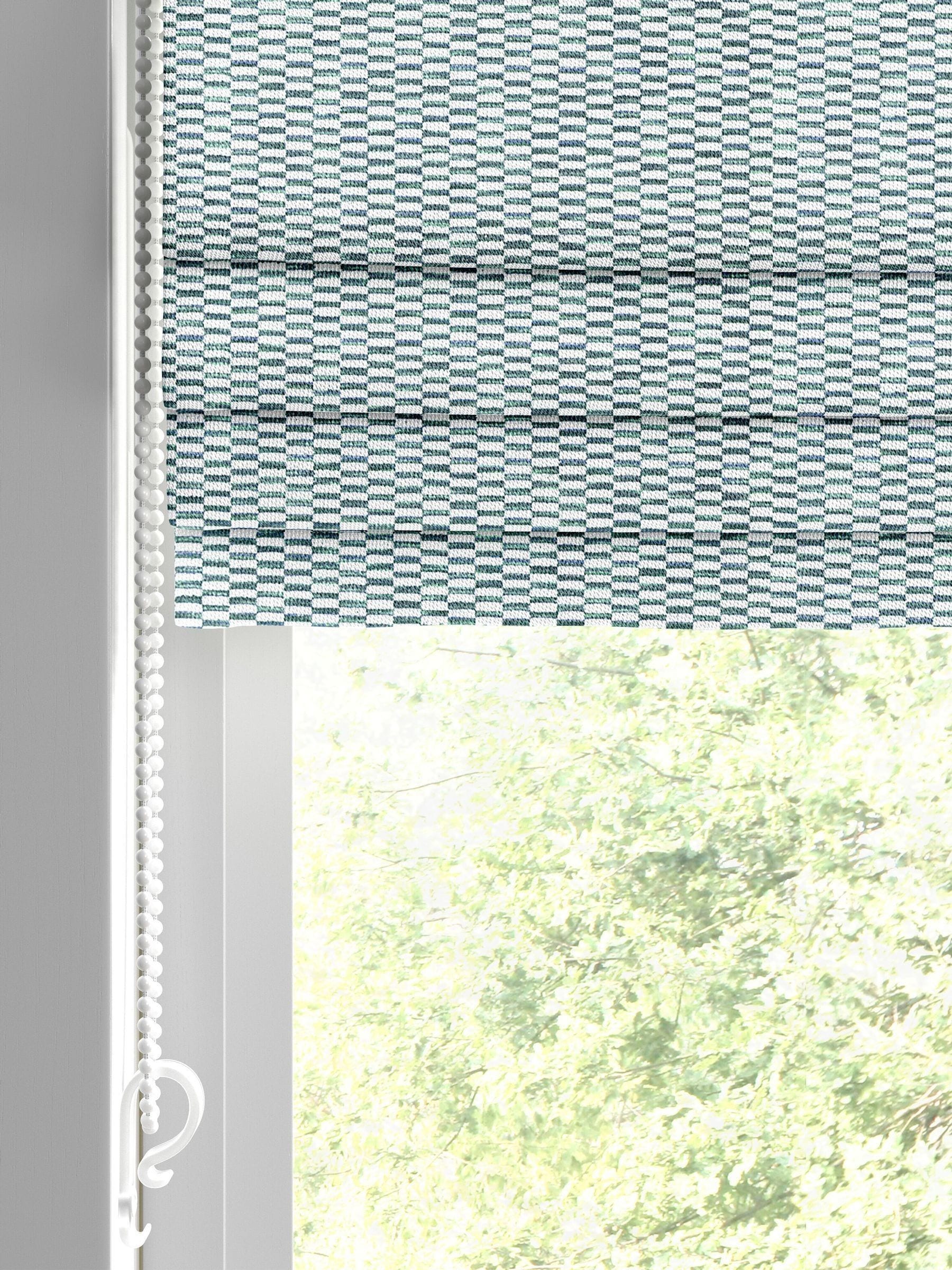Blue Abaci geometric roman blind made to measure, UK version