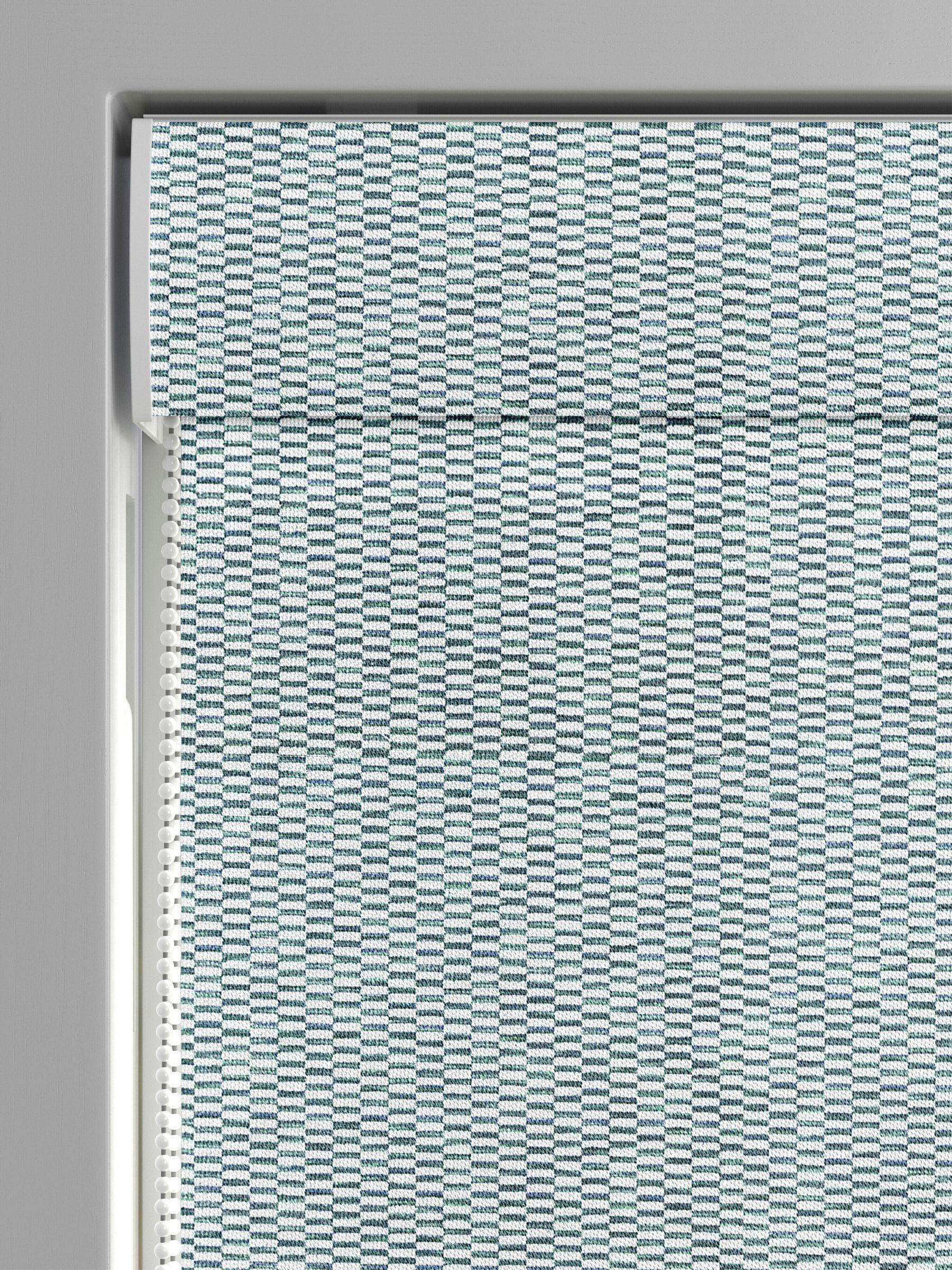 Blue Abaci geometric roman blind made to measure, UK version