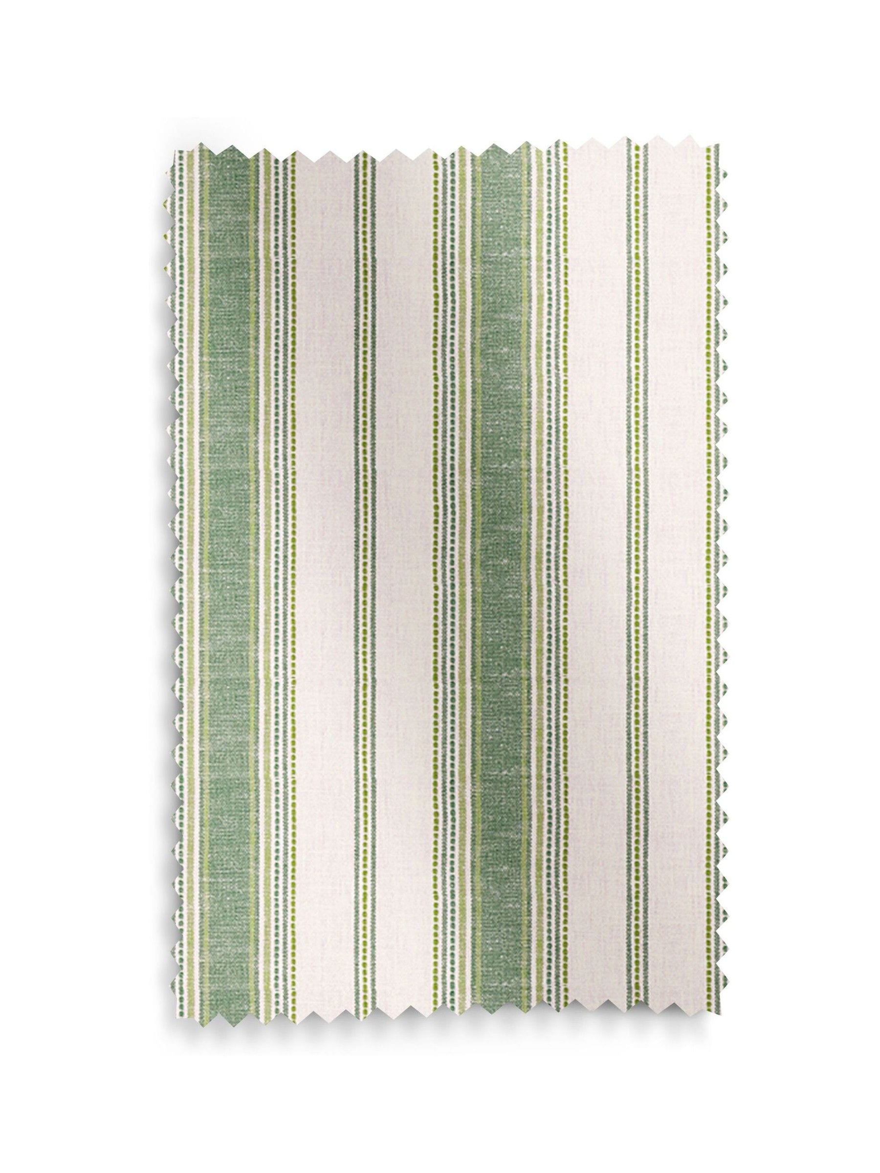 Green Balthica striped roman blind, imported from the UK