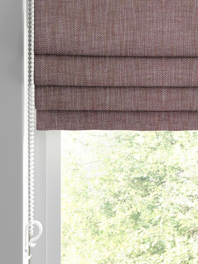 Red herringbone Roman blind made to measure, UK version
