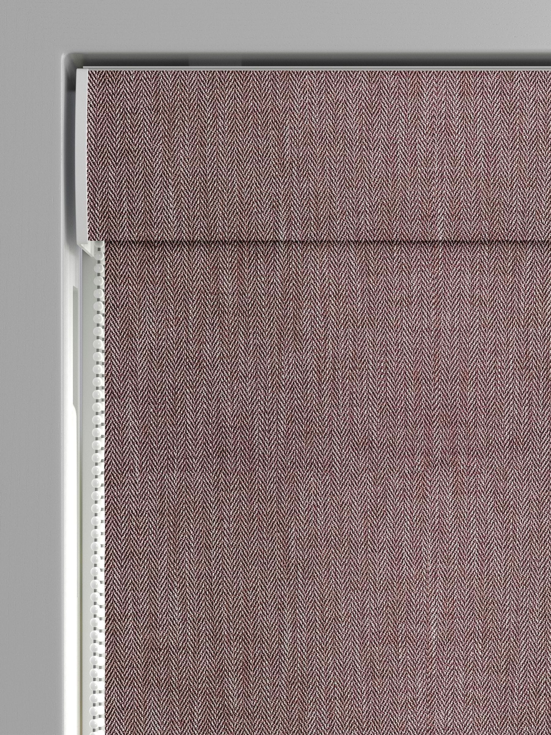 Red herringbone Roman blind made to measure, UK version