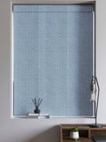 Blue Rhembo geometric jacquard roman blind, UK version