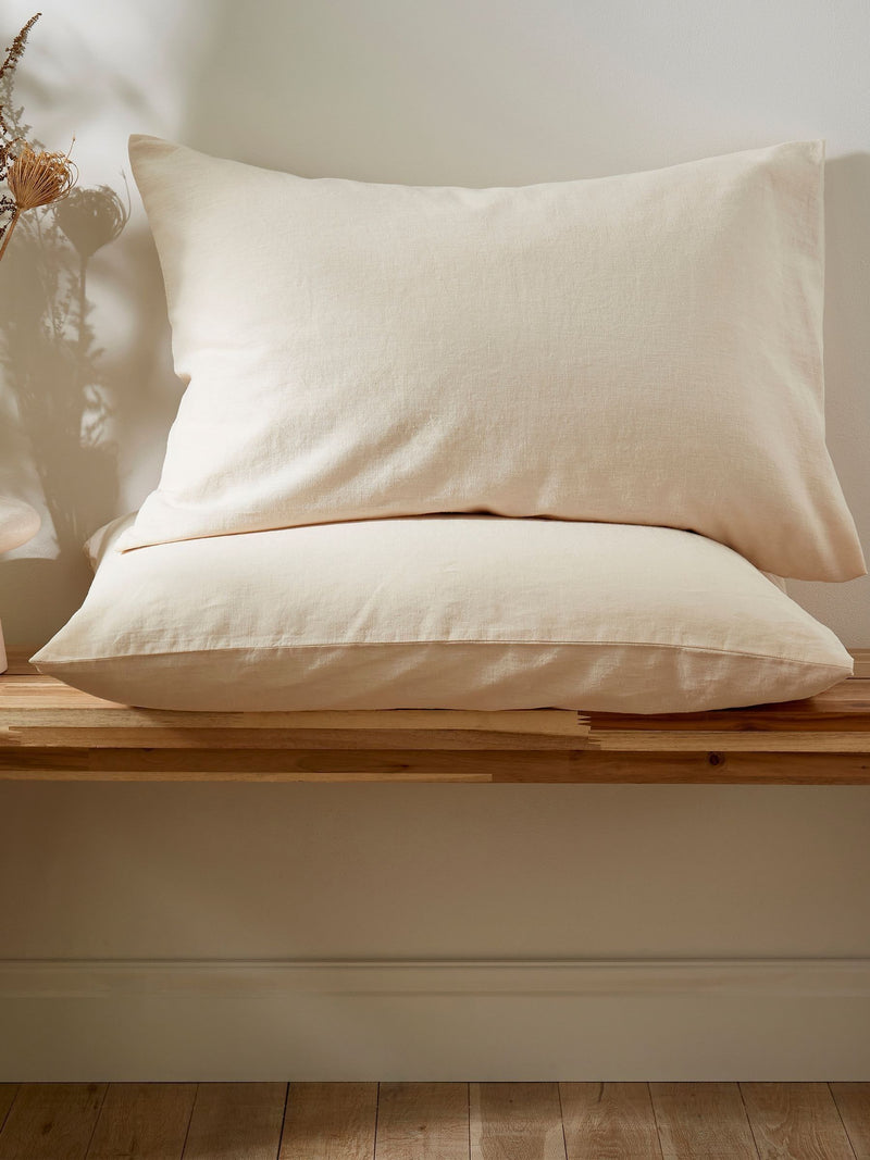 Martex Cream Almond Touch Of Linen Pillowcases Pair