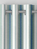 Balthica blue striped embroidered curtains made to measure, UK version