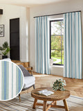 Balthica blue striped embroidered curtains made to measure, UK version