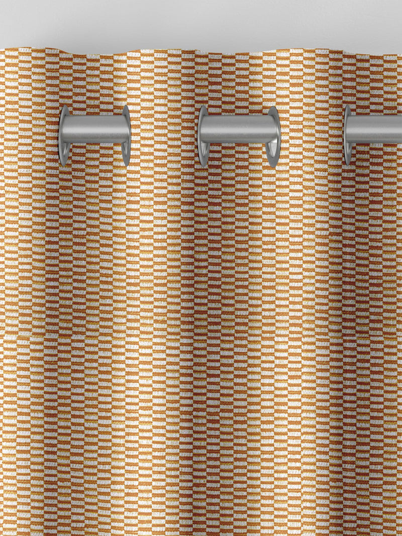 Orange Abaci geometric jacquard curtains made to measure, imported from the UK