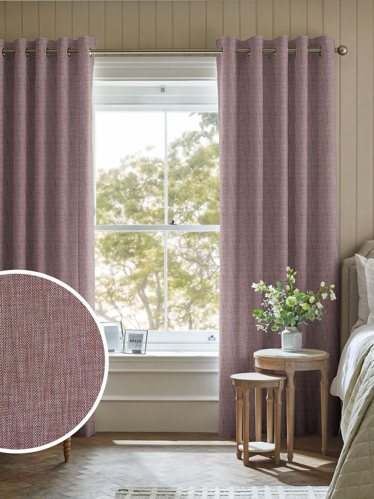 Grey herringbone made to measure curtains (British brand)