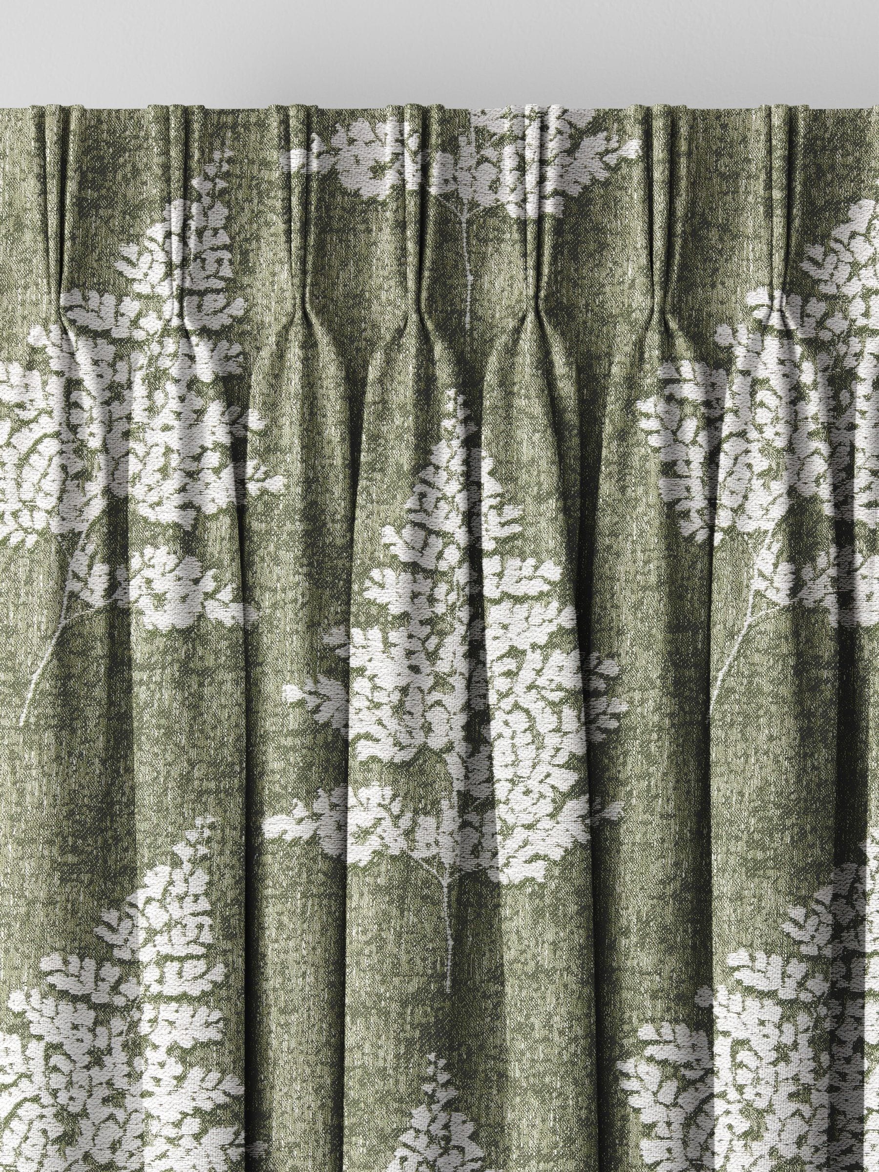 Midori green floral jacquard curtains - British product
