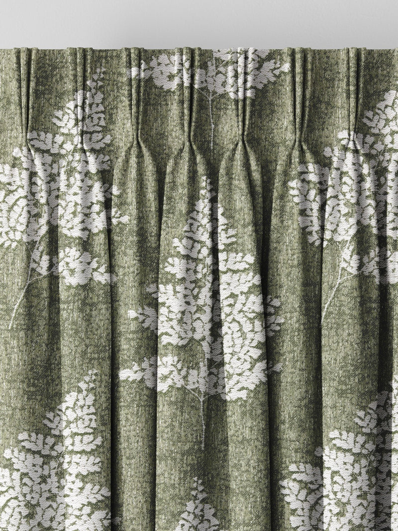 Midori green floral jacquard curtains - British product