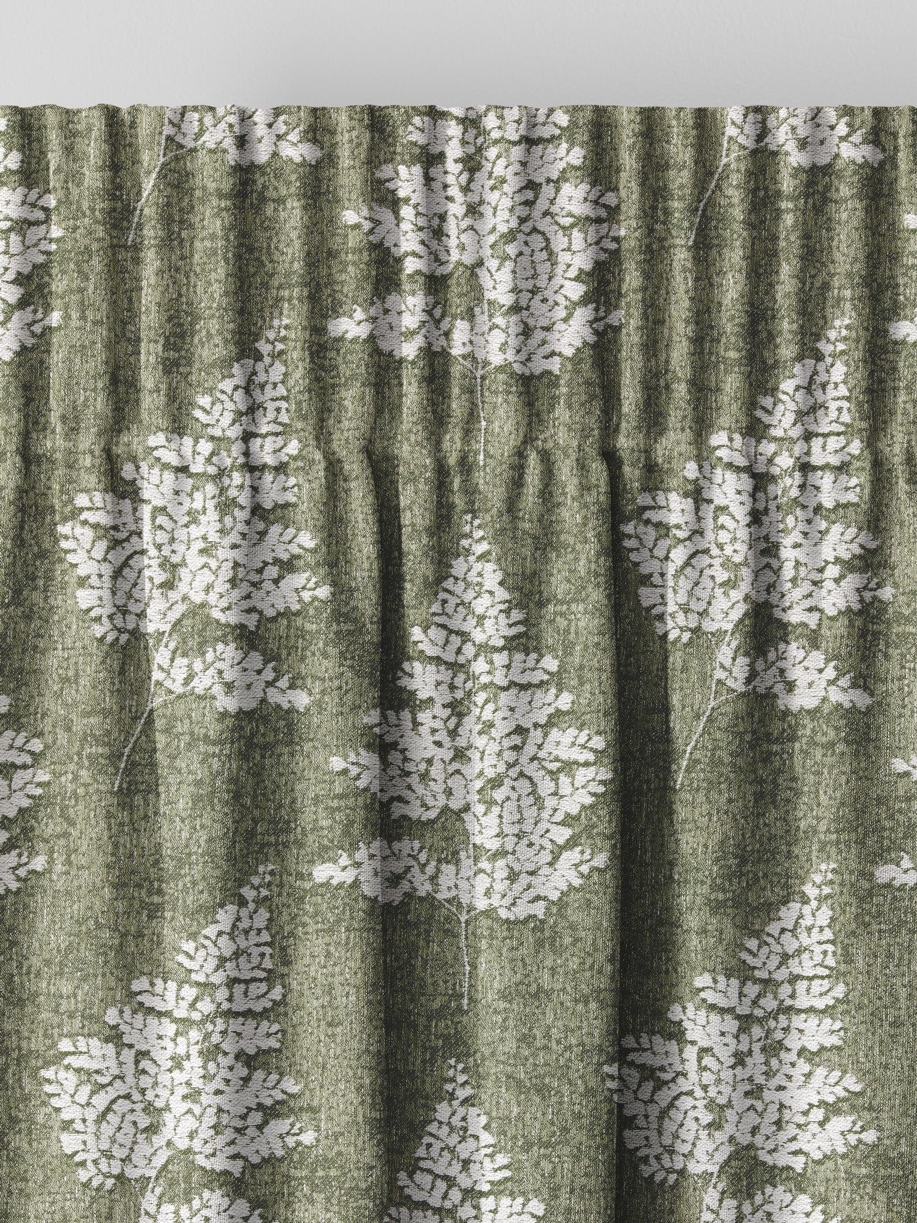 Midori green floral jacquard curtains - British product