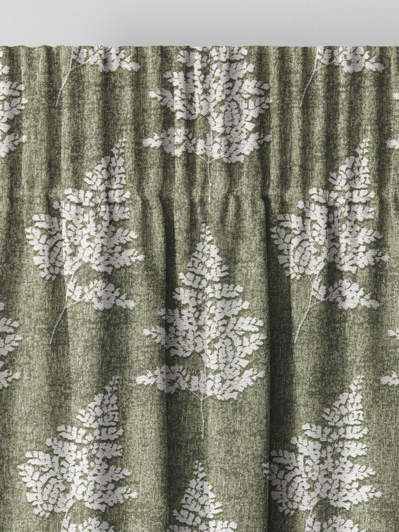 Midori green floral jacquard curtains - British product