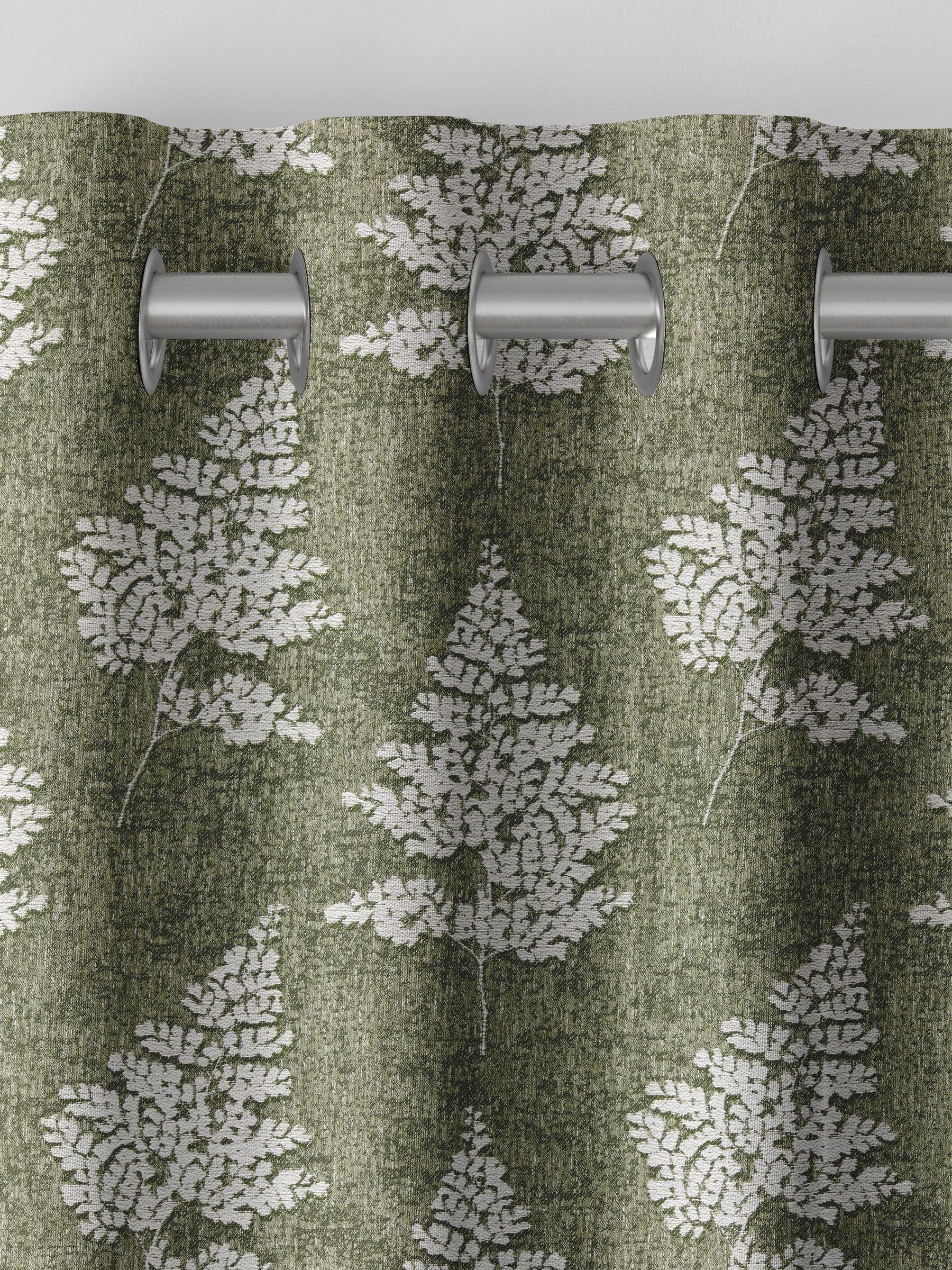 Midori green floral jacquard curtains - British product