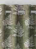 Midori green floral jacquard curtains - British product