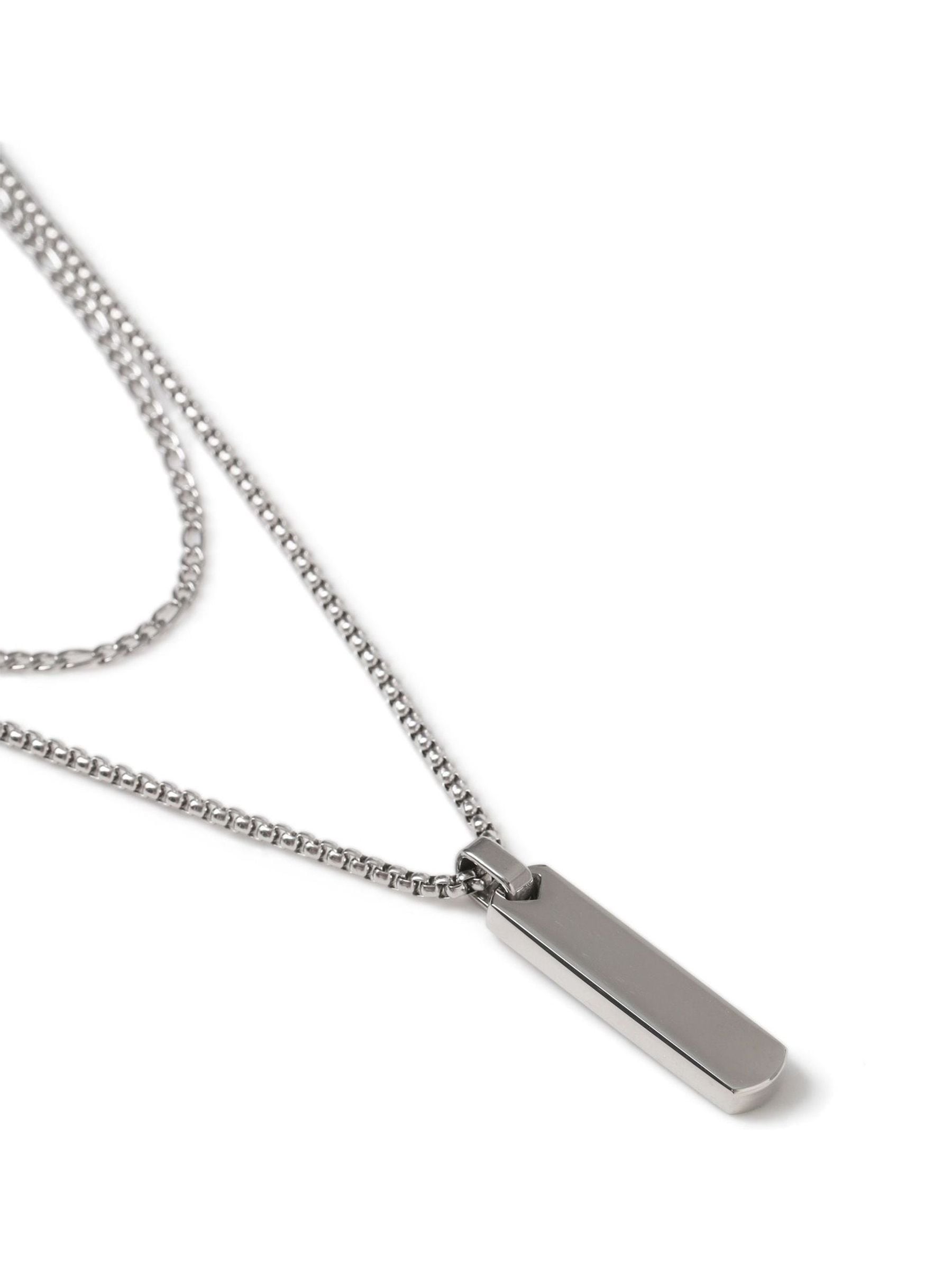 Silver tone stainless steel bar pendant multirow necklace, UK version