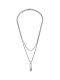 Silver tone stainless steel bar pendant multirow necklace, UK version