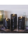 Lights4fun TruGlow black dripping wax LED candle trio 15cm, UK version