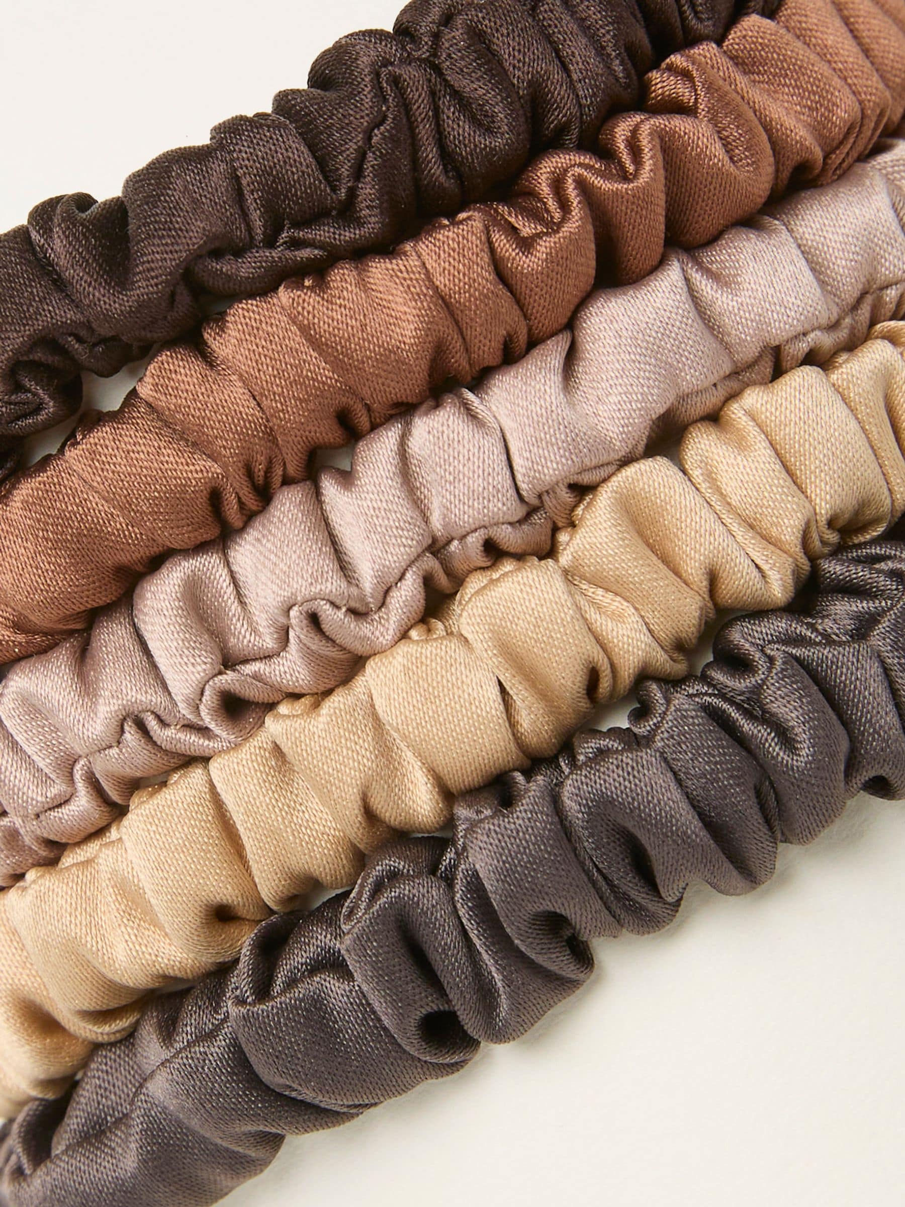 FatFace brown plain satin scrunchies 5 pack - British product