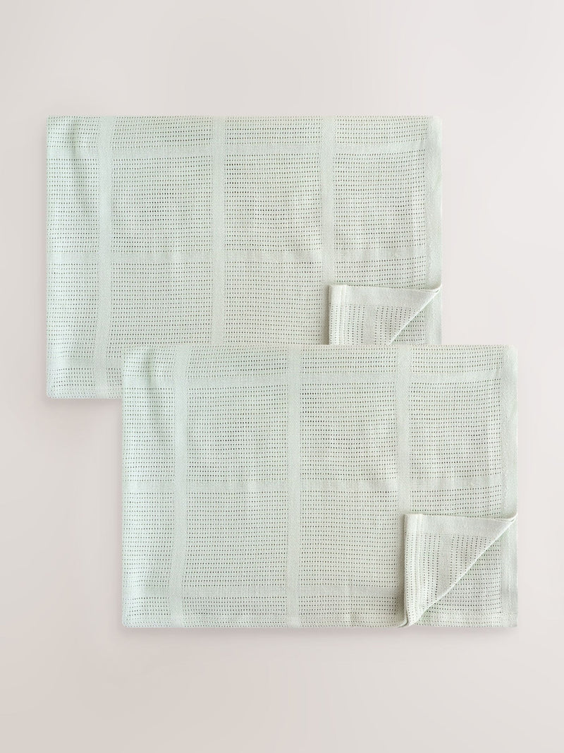 2 Pack Sage Green Cotton Baby Cellular Blankets