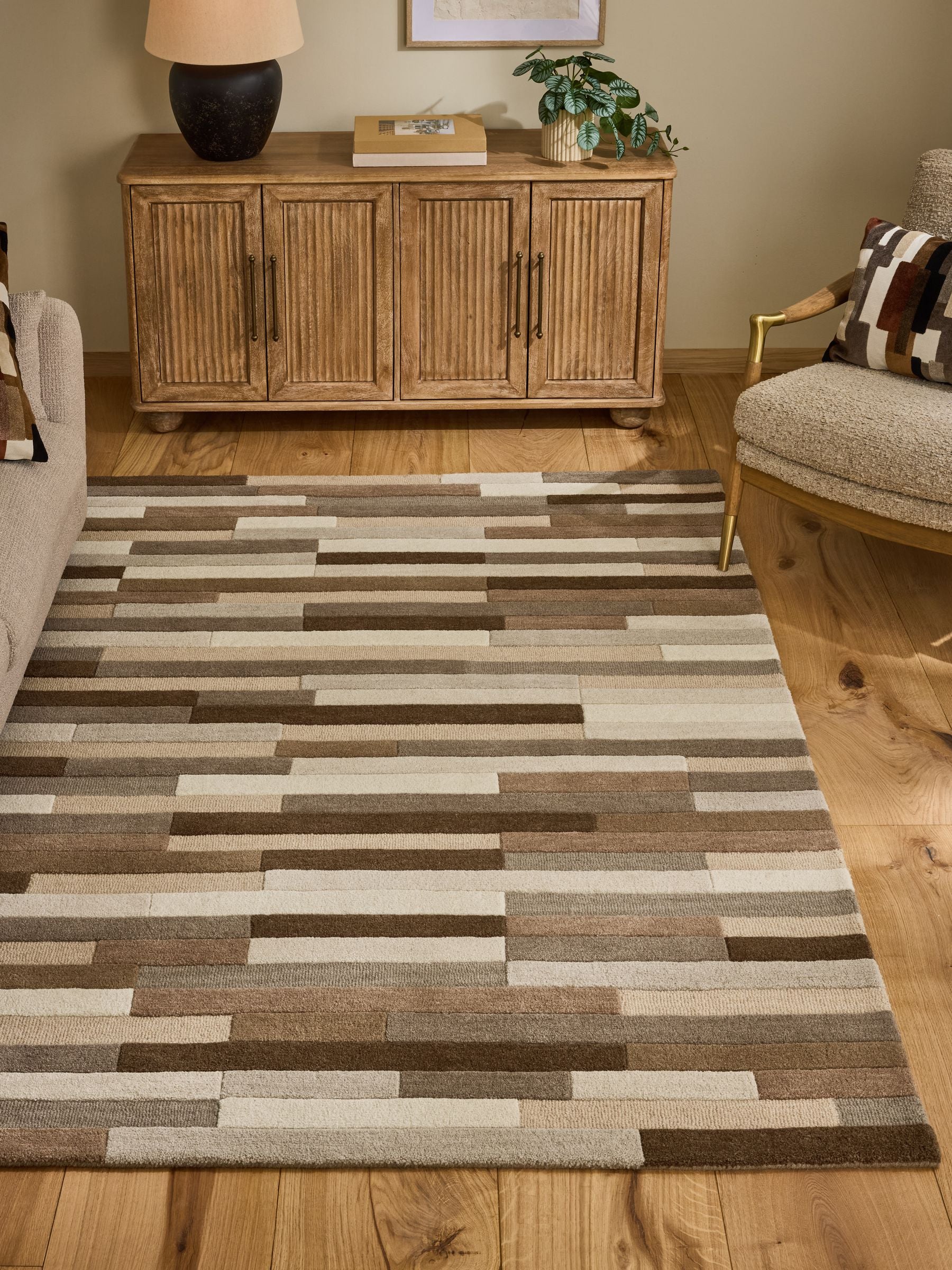 Natural Rio Broken Stripes Wool Rug