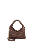 Dune London mini woven slouch bag dark brown, UK version