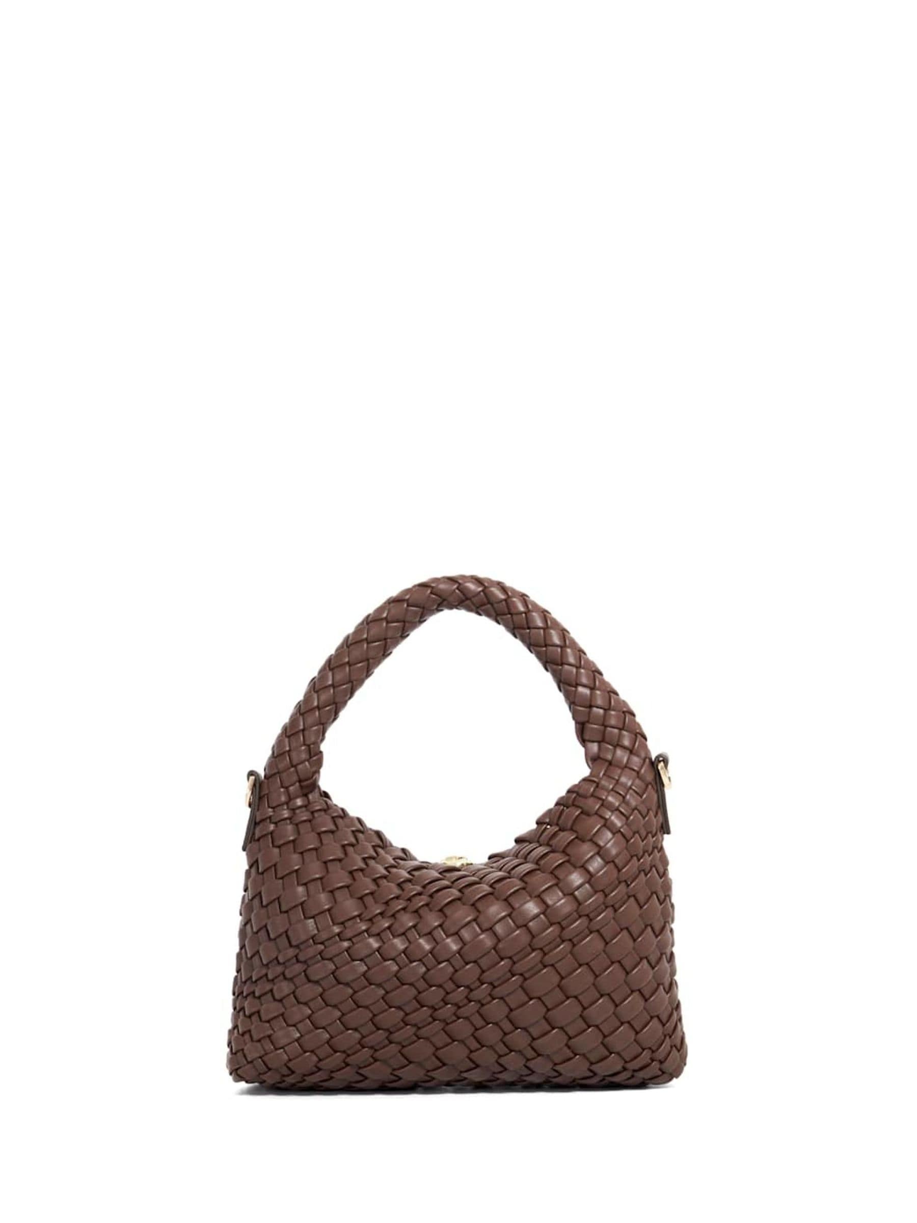 Dune London mini woven slouch bag dark brown, UK version