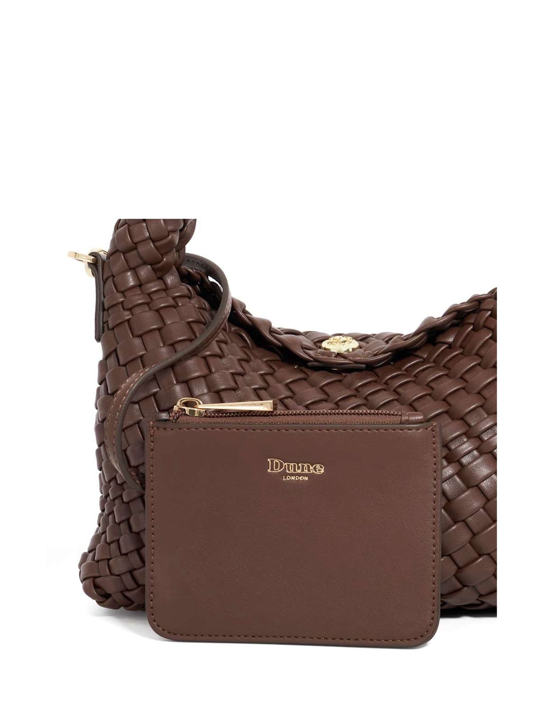 Dune London mini woven slouch bag dark brown, UK version