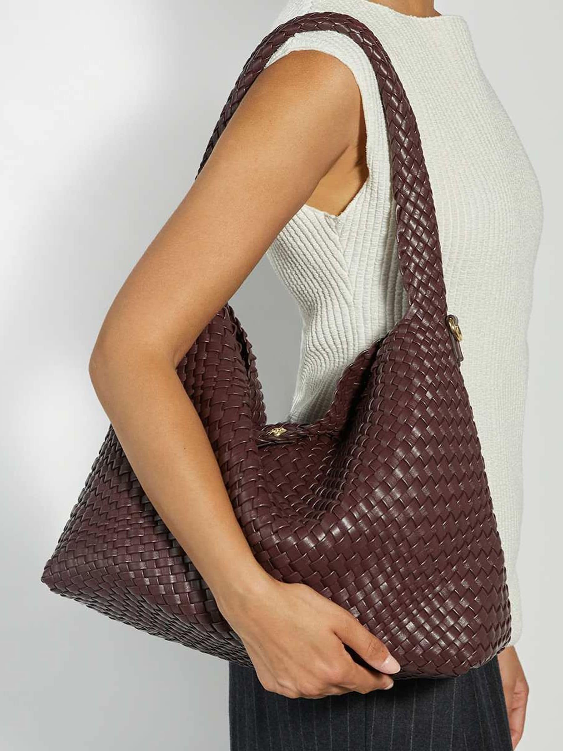 Dune London Brown Deliberate Large Woven Slouch Bag