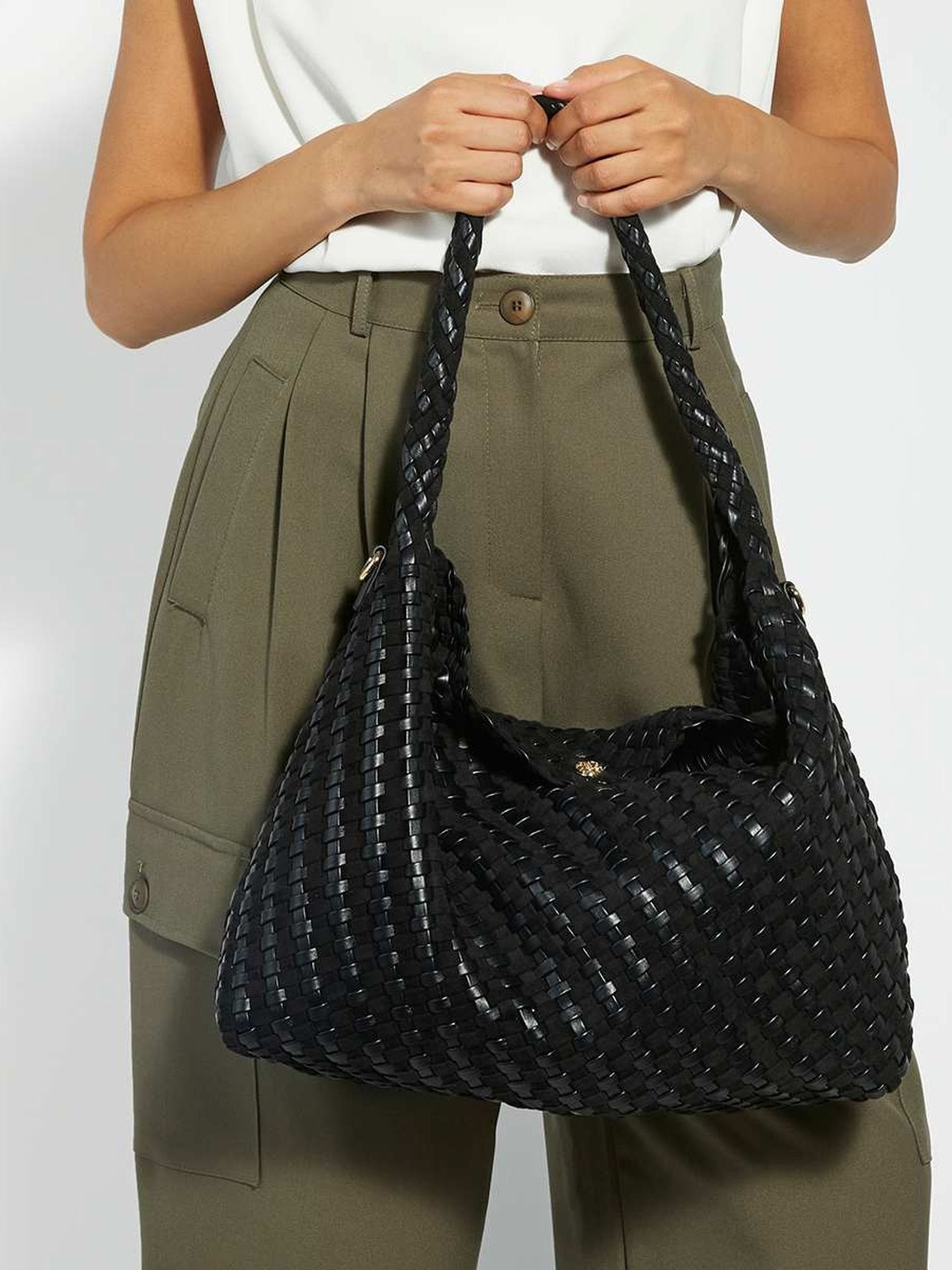 Dune London Brown Deliberate Large Woven Slouch Bag