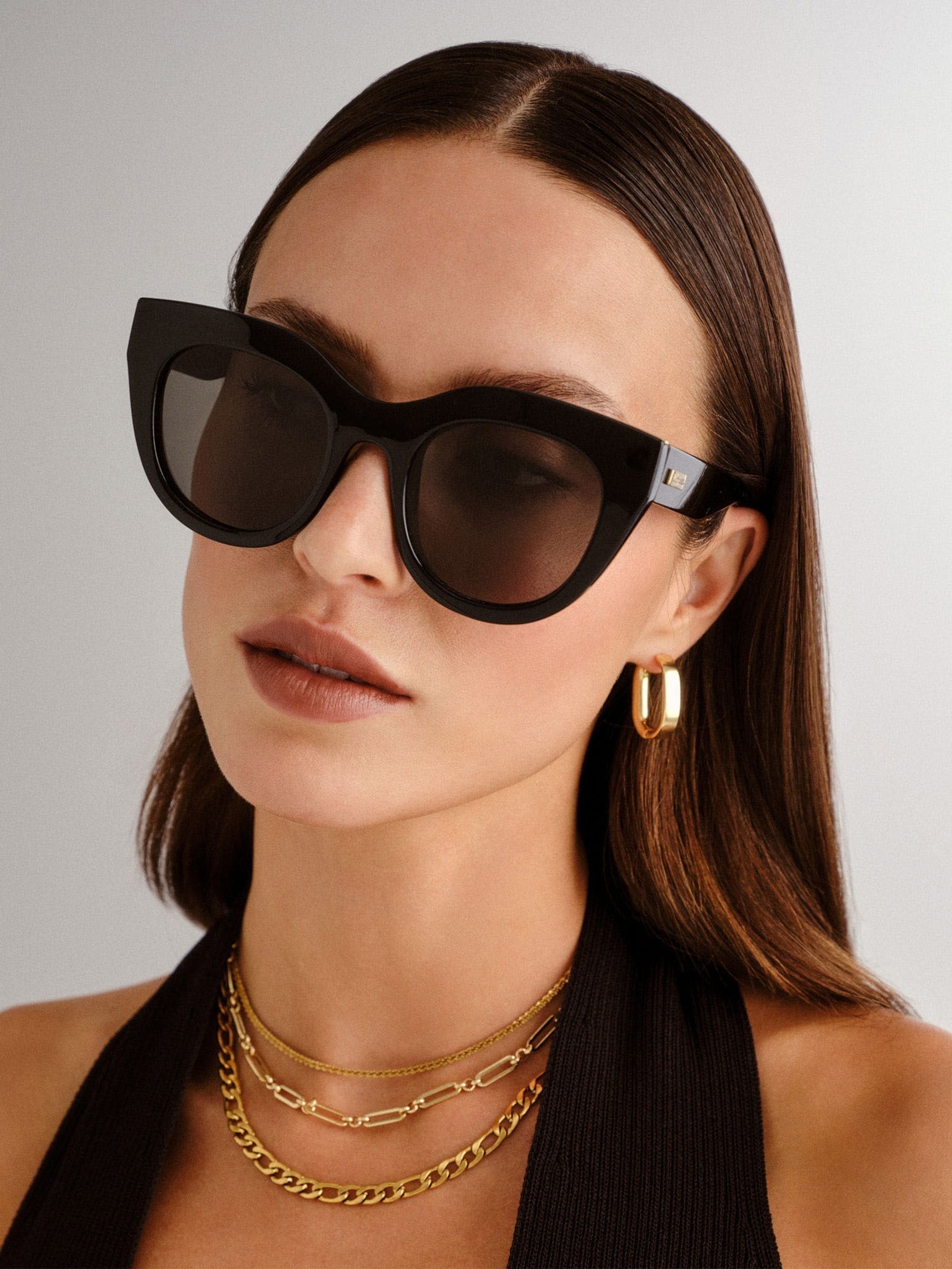 Le Specs Black Air Heart sunglasses, imported from the UK